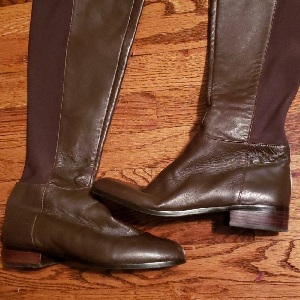 Micheal Kors Brown Leather Zip Up Flat Boots